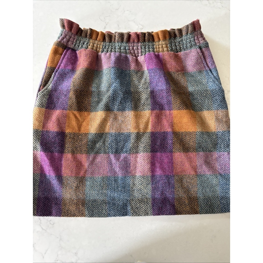 Southern Proper Anna Plaid Wool Skirt Womens 4 Pull On Zipper Paperbag Preppy